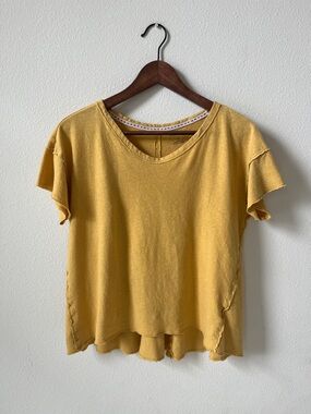 Anthropologie Mustard Yellow Short Sleeve Tee